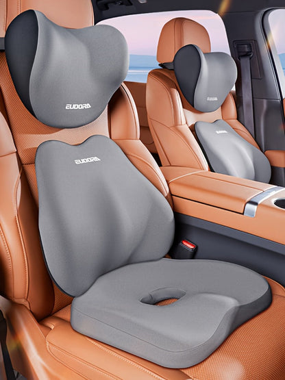 Memory Foam Car Seat Cushion & Back Cushion Set – Ergonomic Lumbar & Hip Support, Non-Slip, Machine Washable, Fits Sedans SUVs Trucks