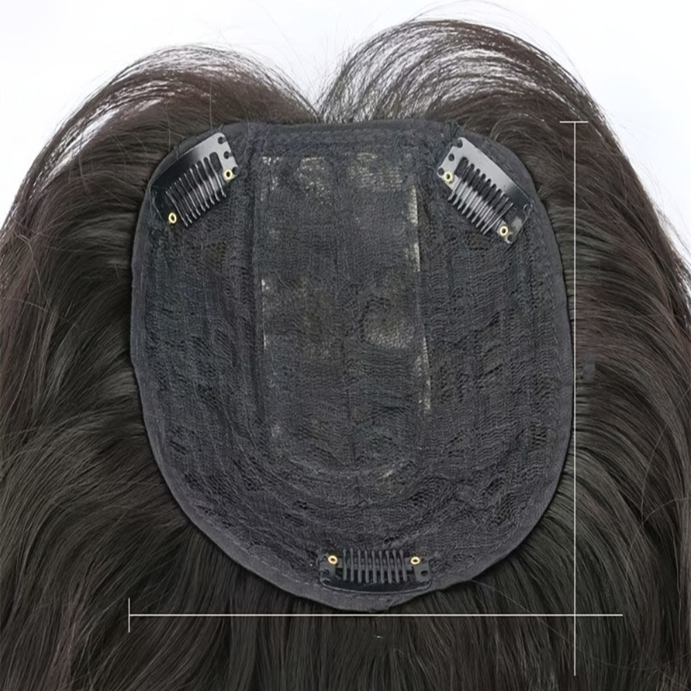 Hair Topper with Bangs for Women Thinning Hair Crown Coverage 10 Inch Lightweight Clip In Top Wig Volume Boost Black Dark Brown Light Brown