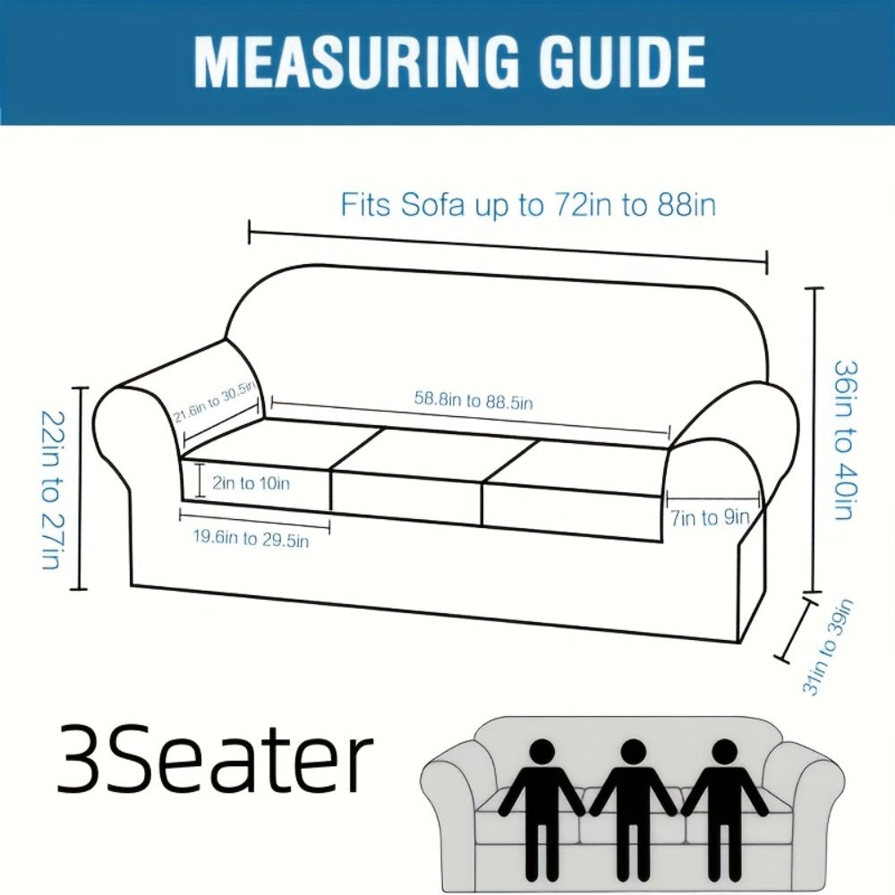 Sofa Cover Grid Jacquard Elastic Full-Cover Slipcover with Elastic Fit for 1 to 3 Seats and XL Sofas