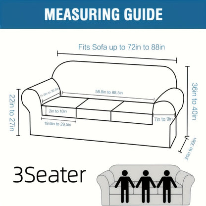 Sofa Cover Grid Jacquard Elastic Full-Cover Slipcover with Elastic Fit for 1 to 3 Seats and XL Sofas