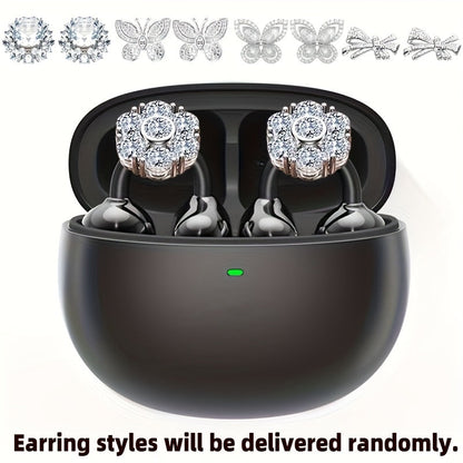Clip On Wireless Earbuds Open Ear Bluetooth Headphones with Detachable Gemstone Earrings ANC for an Everyday Personal Care Routine