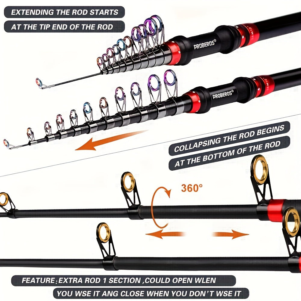 Carbon Fiber Fishing Rod & Spinning Reel Combo – Ultralight Fast Action Rod with Long Cast Spinning Wheel