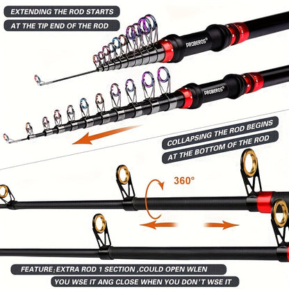 Carbon Fiber Fishing Rod & Spinning Reel Combo – Ultralight Fast Action Rod with Long Cast Spinning Wheel