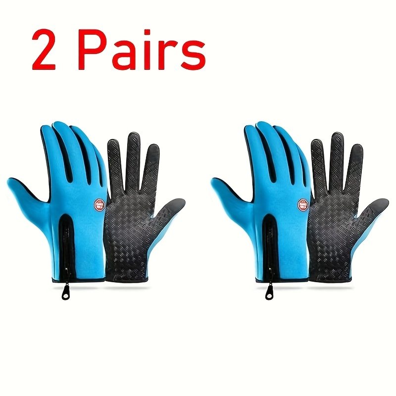 Full-Finger Winter Gloves with Single- or Three-Pair Pink, Blue and Black Options across S to XL Sizes