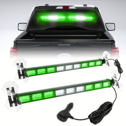 Visor Light Bar 162 LEDs 4-Color Switchable Emergency Warning Light Bar with 27 Flash Patterns Dual Switch Windshield Dash Lights for Trucks