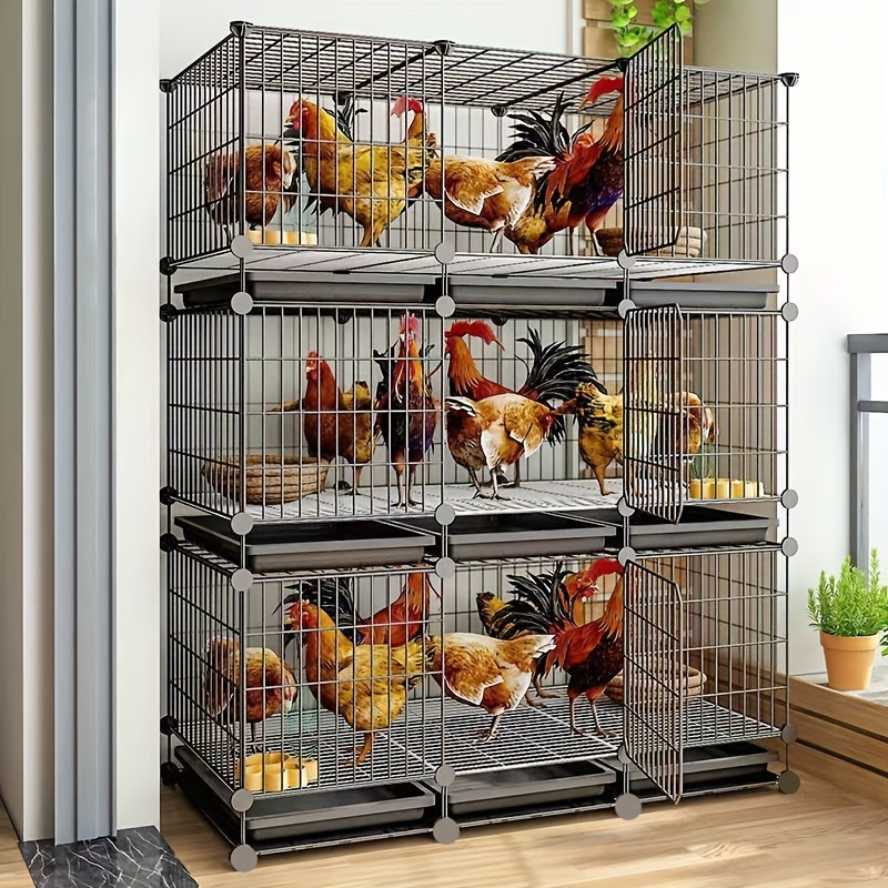 Small Animal Playpen & Pet Cage with Removable Tray, Indoor Outdoor Enclosure for Rabbits, Chickens