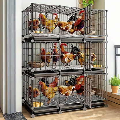 Small Animal Playpen & Pet Cage with Removable Tray, Indoor Outdoor Enclosure for Rabbits, Chickens