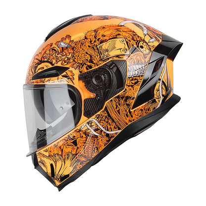 Motorcycle Helmet Full-Face Dual-Visor Shell with Clear Outer Shield, Smoked Inner Visor, Nine Colors and S-XL Sizes