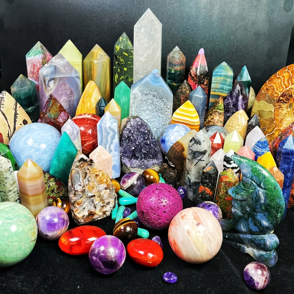 Crystal Gemstone Box Set, Bohemian Natural Raw Healing Stones Assorted Shapes Colorful Lucky Crystals Gift Set for Women