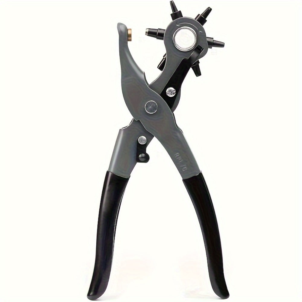Leather Hole Punch for Belt – Heavy Duty 6-Hole Rotary Belt Puncher Kit for Saddles Shoes Fabric DIY Craft Projects Upgraded Round Hole