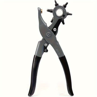 Leather Hole Punch for Belt – Heavy Duty 6-Hole Rotary Belt Puncher Kit for Saddles Shoes Fabric DIY Craft Projects Upgraded Round Hole