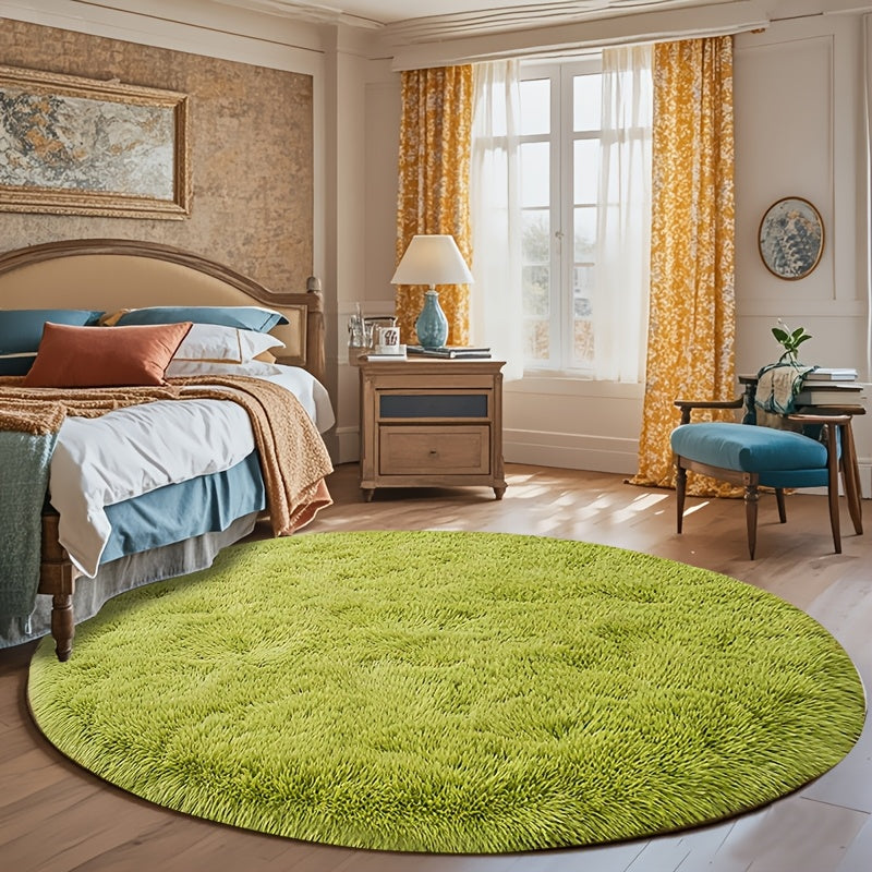 Area Rug Fluffy Faux-Fur Shag in Solid, Tie-Dye and Ombre Colors with Six available Room Sizes