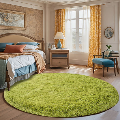 Area Rug Fluffy Faux-Fur Shag in Solid, Tie-Dye and Ombre Colors with Six available Room Sizes
