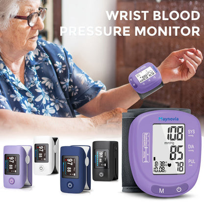 Blood Pressure Monitor Wrist Cuff with Oximeter Fingertip, Digital BP Machine Home Use, 120 Memory