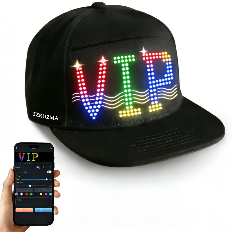 Programmable LED Hat with APP Control – Custom Text, Animation & Graffiti Display, USB Rechargeable, Adjustable Fit for Men & Women