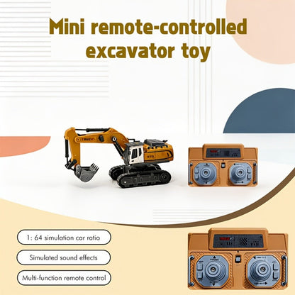 RC Excavator Toy 1:24 Scale 2.4GHz 9-Channel Remote Control with Alloy Metal Cap Lights & Sound Rechargeable Battery