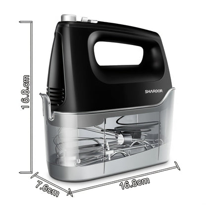 Electric Hand Mixer 250W 6-Speed Turbo – Heavy Duty Motor with 5 Stainless Steel Attachments, Snap-On Storage Case, for Whipping
