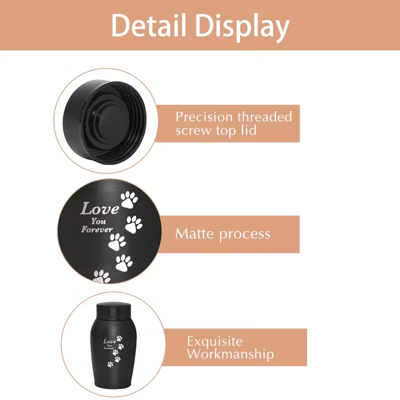 Pet Cremation Urn Stainless Steel Paw Print with Love You Forever Inscription, Secure Seal Large Ash Keepsake Box for Dogs Cats Up to 50lbs