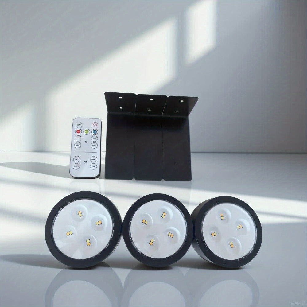 Battery Operated Picture Lights 3-Pack, Magnetic Painting Light with Remote & Timer, 3 Lighting Modes Dimmable Wireless Wall Puck Lights