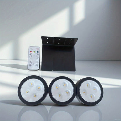 Battery Operated Picture Lights 3-Pack, Magnetic Painting Light with Remote & Timer, 3 Lighting Modes Dimmable Wireless Wall Puck Lights