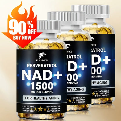 NAD+ Supplement Capsules with Resveratrol, Cellular Energy, & Daily Vitality Support for Women & Men