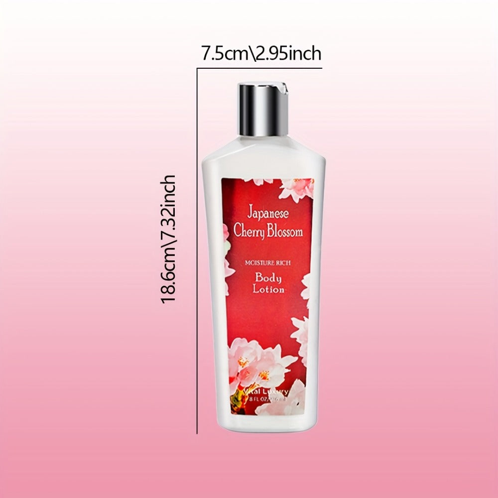Japanese Cherry Blossom Body Lotion in 8 fl oz Squeeze Tube with Vitamin E and Glycerin Labels