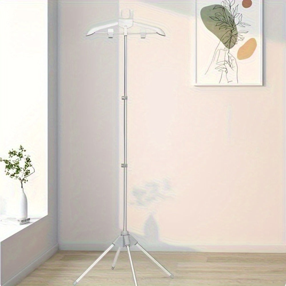Telescopic Garment Drying Stand with Three Rotating Hanger Arms, Adjustable Height and Gray or Black Finish