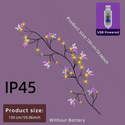 String Lights, 30-LED Butterfly Vine Fairy Branch with Eight Modes, USB Power and Warm White Indoor Glow