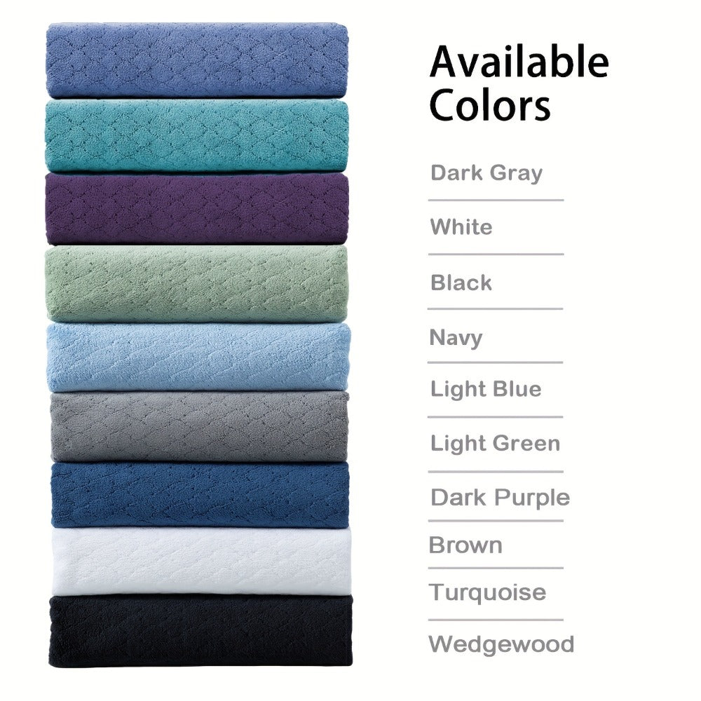 Bath Towels Set 4 Piece Diamond-Pattern Microfiber Towels in 10 Solid Color Options for Home and Guest Use