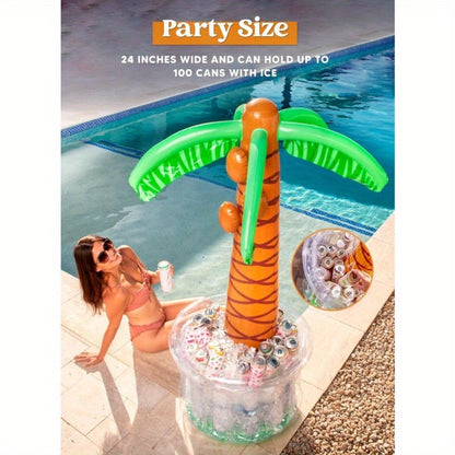 5FT Inflatable Palm Tree Drink Cooler, Tropical Beverage Ice Bucket for Luau Hawaiian Pool Party Decorations
