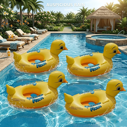 Pool Float Duck-Shaped Ring with Two Built-In Handles and One, Two or Four-Piece Pack Selections