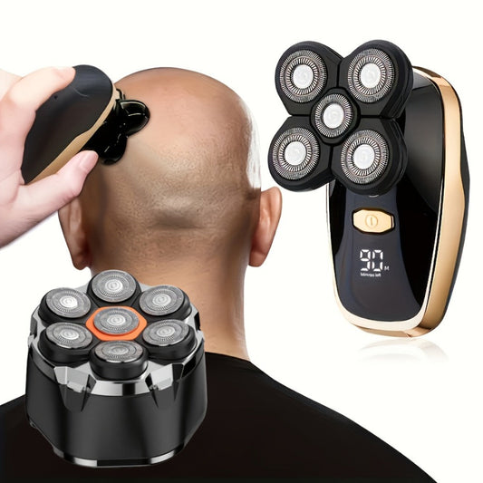 Palm-Size Multi-Rotary Electric Shaver with Display in 5D, 7D and Type A Checkout Styles Pictured