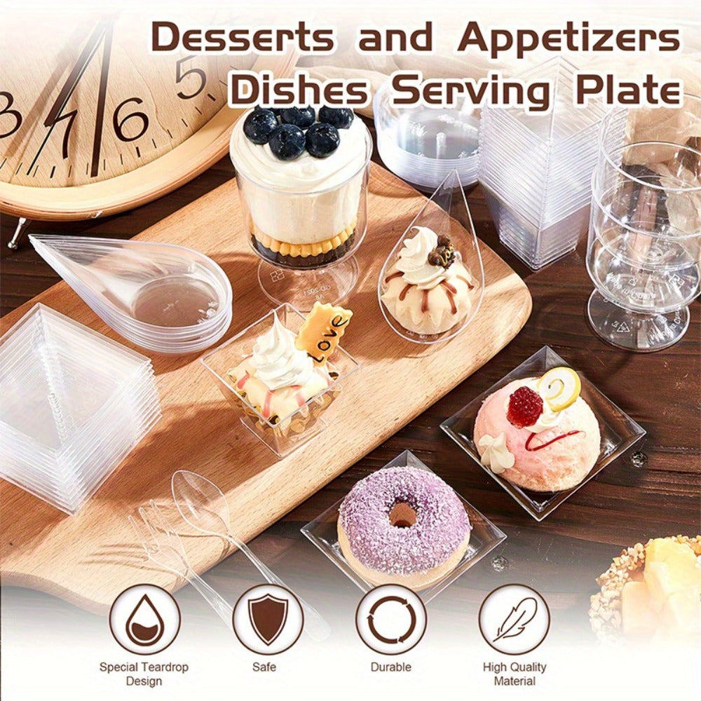 Disposable Tableware Set 400pcs Clear Dessert Plates Cups Forks Spoons Party Supplies for Entryways, Bedrooms and Living Spaces