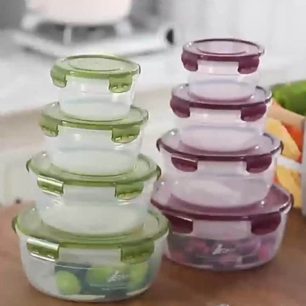 Food Storage Containers Three- or Four-Piece Stackable Refrigerator Box Set in Four Color Options