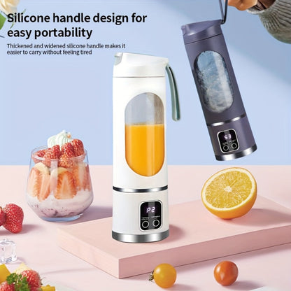 Portable Juicer USB Rechargeable with LED Display - Handheld Personal Blender for Smoothies, Juice & Ice Crush
