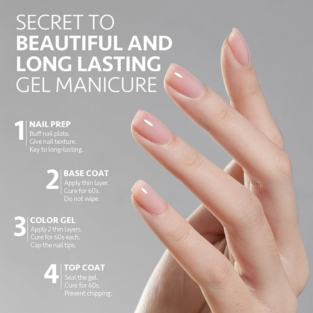 Soak-Off Gel Top Coat and Base Coat Set 2Pcs Super Shine Mirror Finish Long Lasting LED UV Lamp Gel Polish Foundation Seal Manicure Kit Nail