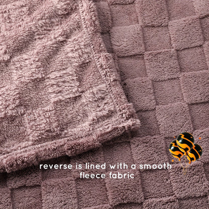 Textured Flannel Blanket in Rhinestone, Wheat-Ear, Checker and Solid Styles with Throw or Queen Options