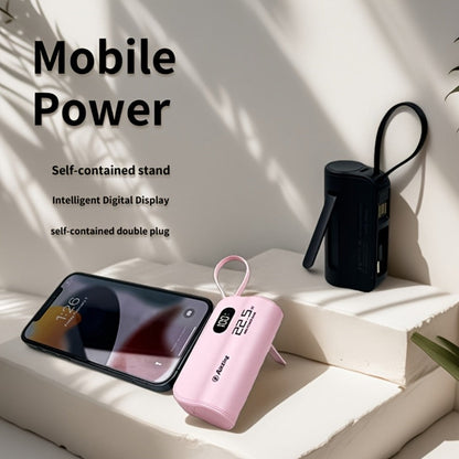 5000mAh Capsule-Style Power Bank with 22.5W Marking, Hidden Stand, Digital Display and USB Cable