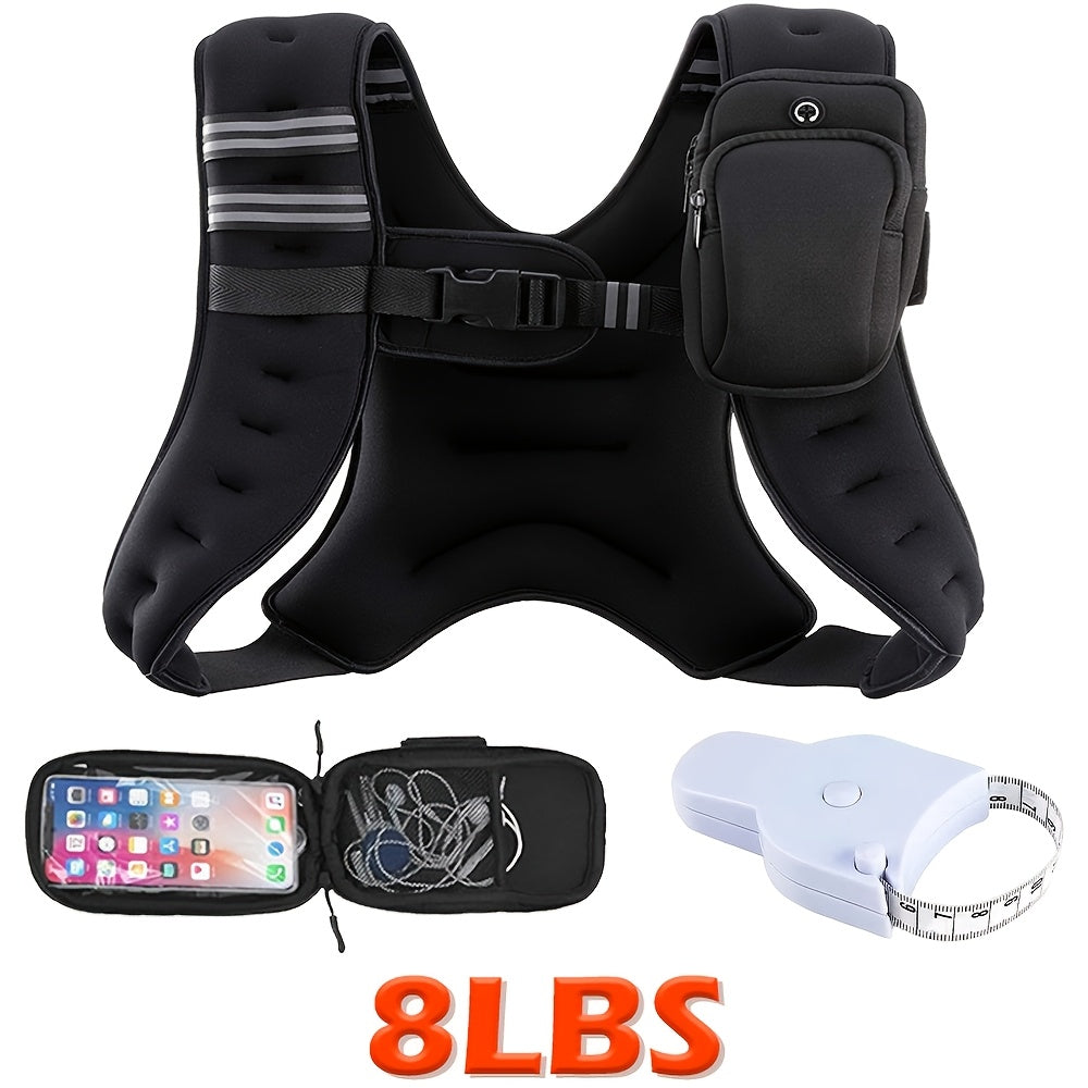 Weighted Vest for Running & Strength Training – Slim Fit Reflective Design with Phone Pouch, Snap-On Unisex Weight Training Vest for Gym