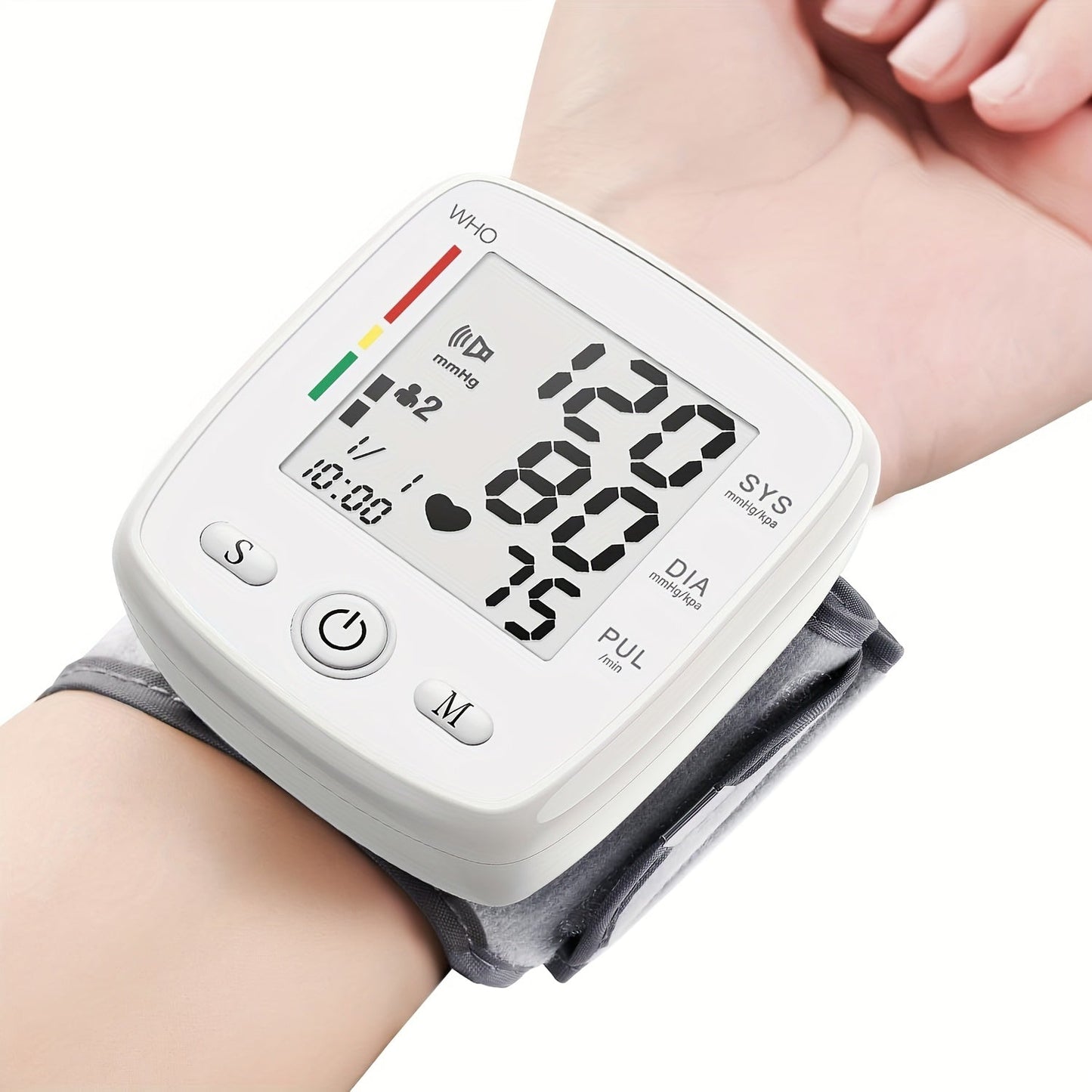 Blood Pressure Monitor for Wrist, Rechargeable LCD Device with Voice, 2 x 99 Memory and Portable Case