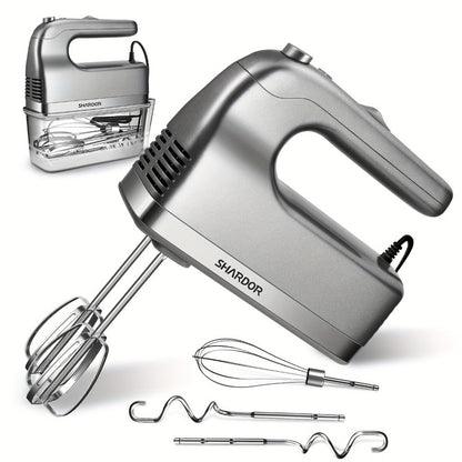 Electric Hand Mixer 6 Speed & Turbo with 5 Stainless Steel Accessories & Snap-On Storage Case