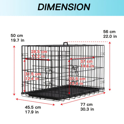 Dog Crate Foldable Metal Wire Dog Cage with Divider Panel & Leak-Proof Tray – Indoor Outdoor Dog Kennel for Small Medium Dogs