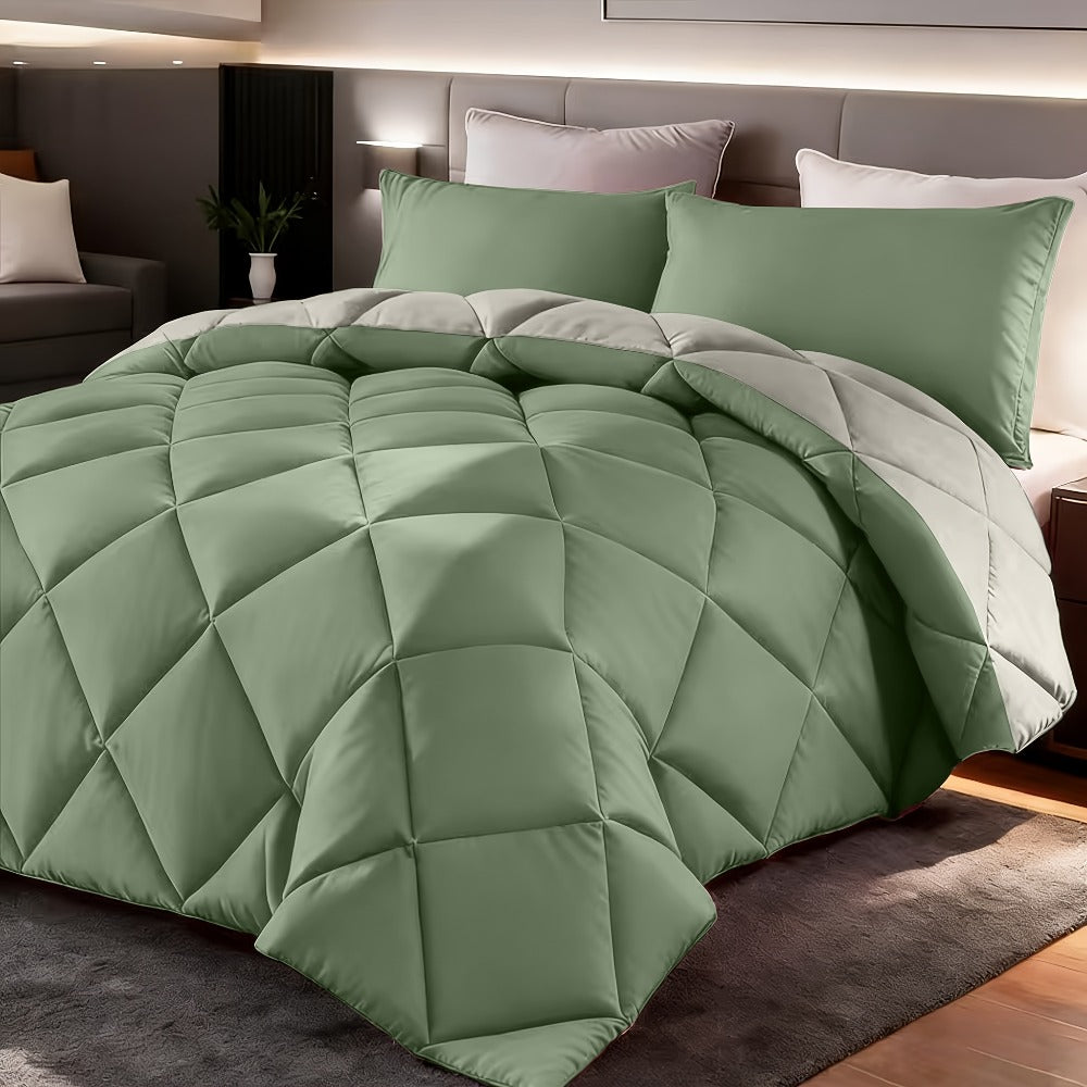 Comforter Set 2-3 Piece Rhombus Grid Luxury – Soft Lightweight Breathable Oversized Bedding Set with Pillowcases