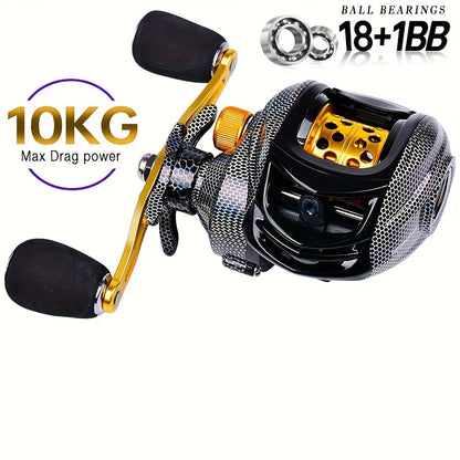 Lightweight Baitcasting Reel with Magnetic Brake System – 22LB Max Drag, Ergonomic Handle, Saltwater Freshwater Fishing Reel for Bass Trout