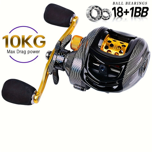 Lightweight Baitcasting Reel with Magnetic Brake System – 22LB Max Drag, Ergonomic Handle, Saltwater Freshwater Fishing Reel for Bass Trout