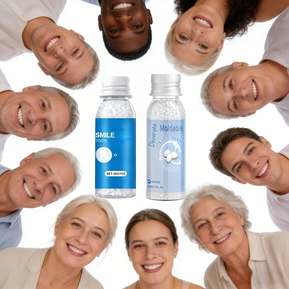 Moldable Fake Teeth Kit for Adults & Seniors, Temporary Dental Veneers Missing Tooth Filling Snap On Teeth