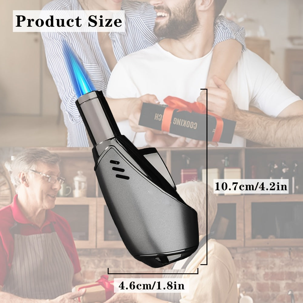 Butane Torch Lighter Spray Gun – Windproof Blue Flame with Safety Lock, Flame Adjustment for Outdoor BBQ, Cooking, Welding