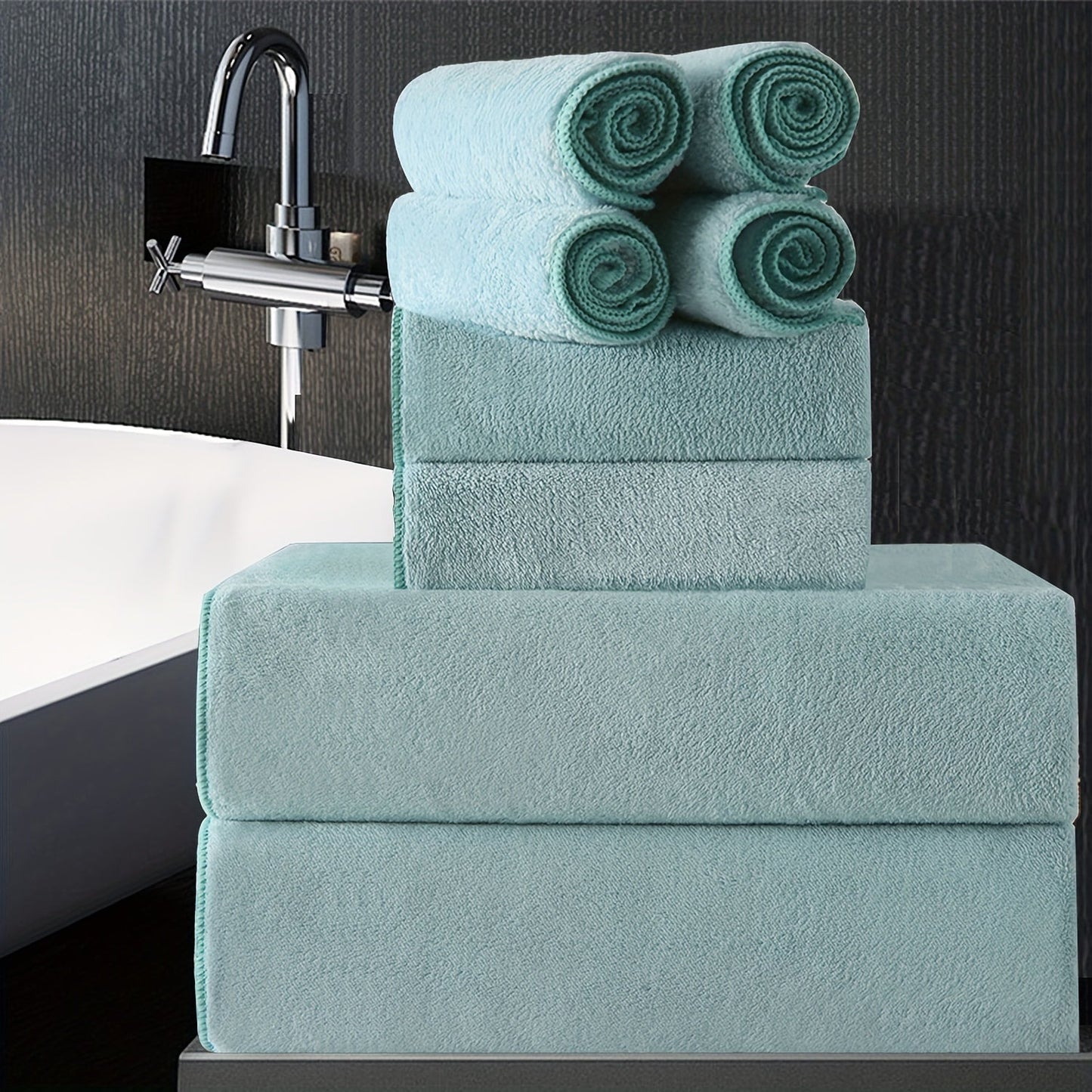 Bath Towels Set 8 Piece 750GSM Oversized 35 x 70 Inch Sheets in 15 Color Options for Home and Guest Use