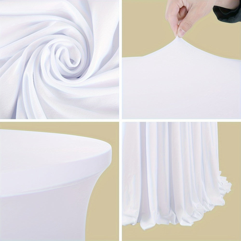 Spandex Cocktail Table Cover Round Stretch Tablecloth for Party Wedding Banquet – Elastic High Top Table Cloth Fitted Cover for Events