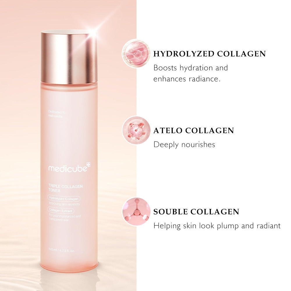 Collagen Face Toner 140ml Triple Collagen Deep Hydration Plumping Toner with Hyaluronic Acid for Bath Time, Home Spa and Personal Care